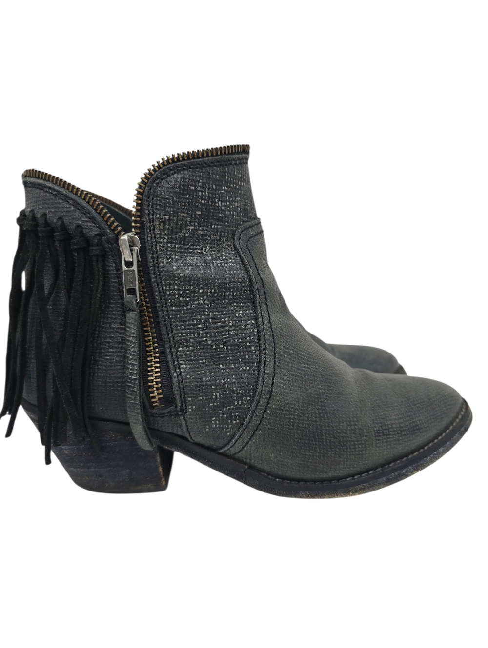 Corral Fringe Textured Western Ankle Booties Gray 9